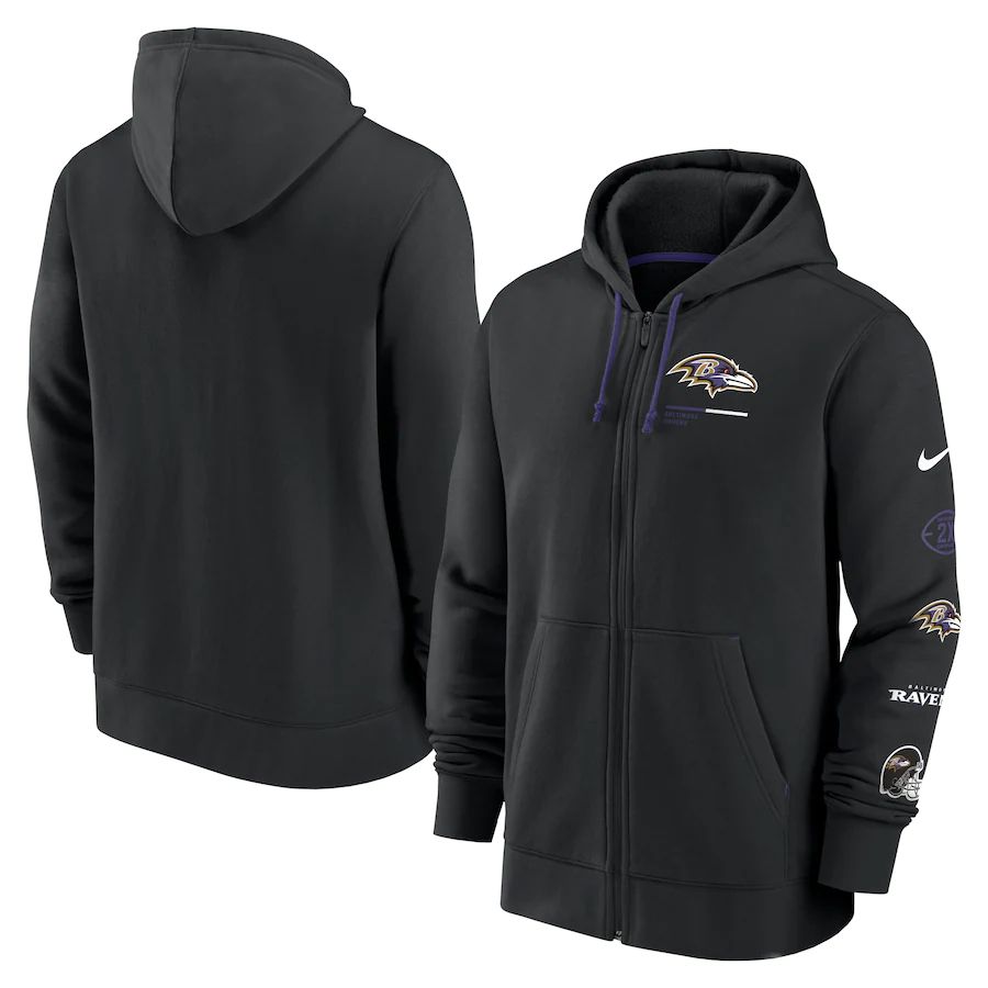 Men Baltimore Ravens nike black surrey full zip hoodie->toronto raptors->NBA Jersey